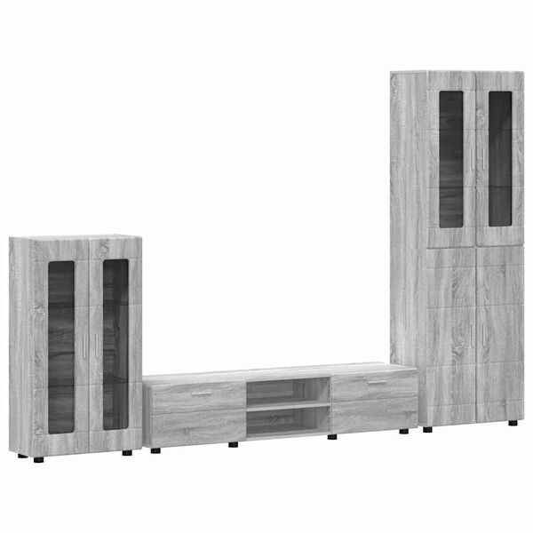 vidaXL TV Cabinet Set with Drawer Grey Sonoma Engineered Wood