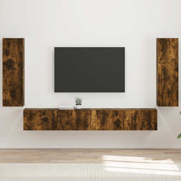 vidaXL TV Wall Cabinet Set 4 pcs Smoked Oak Engineered Wood