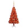 vidaXL Artificial Pre-lit Christmas Tree with Ball Set Red 120 cm PVC