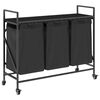 vidaXL Laundry Basket 3 Compartments with Wheels Black Oak