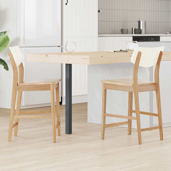 vidaXL Dining Chairs 2 pcs Natural 48 x 49 x 95 cm Solid Rubber Wood
