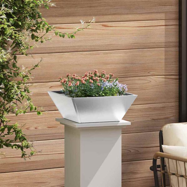 vidaXL Garden Planter 5 pcs Silver 40 x 40 x 15 cm Stainless Steel