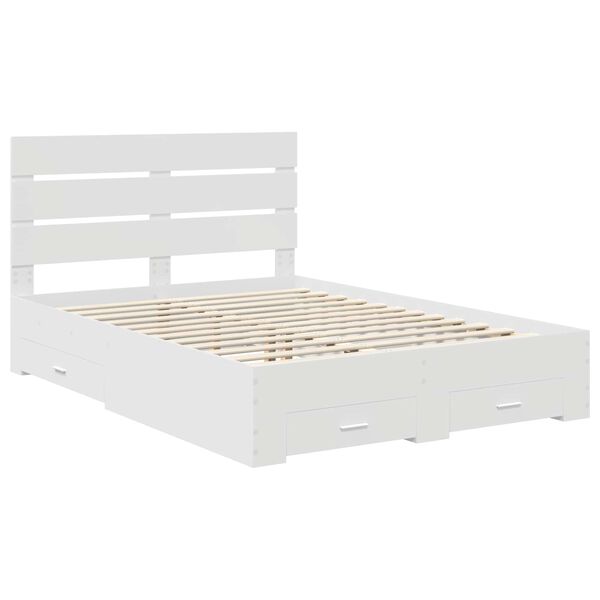 vidaXL Bed Frame with Drawer White 150 x 200 cm Engineered Wood