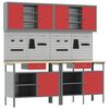 vidaXL Work Bench Set with Drawer 8 pcs Red 200 x 55 x 200 cm Steel