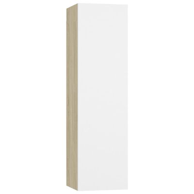 vidaXL TV Cabinets 2 pcs White and Sonoma Oak 30.5x30x110 cm Chipboard