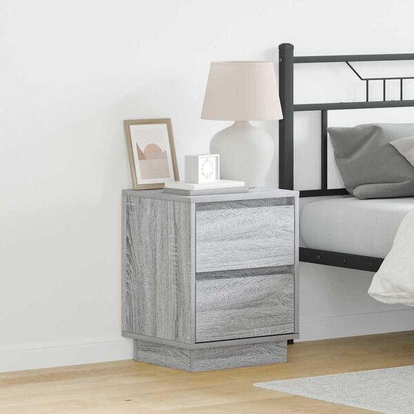 vidaXL Bedside Cabinet 2 pcs Grey 39 x 34.5 x 50 cm Engineered wood