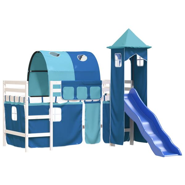 vidaXL Kids' Loft Bed with Tower without Mattress Blue 90x190 cm Single