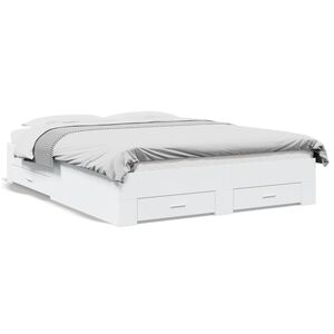 vidaXL Bed Frame with Drawers without Mattress White 140x200 cm