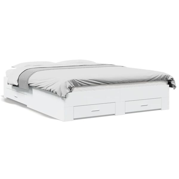 vidaXL Bed Frame with Drawers without Mattress White 140x200 cm