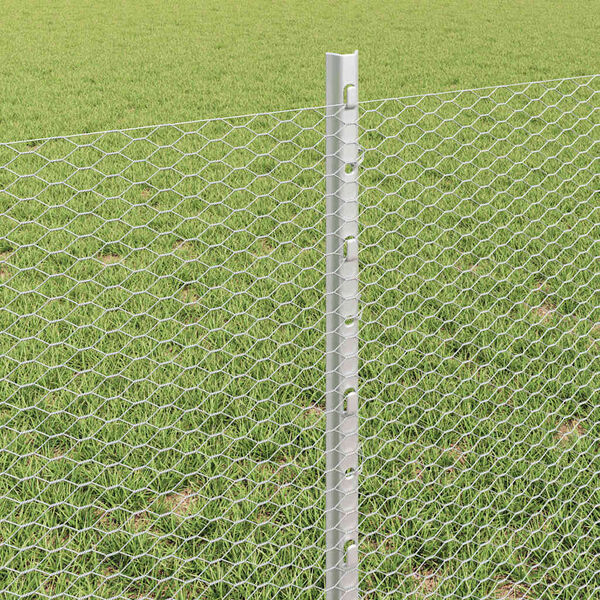 vidaXL Fence with Post Silver 0.6 x 25 m Steel