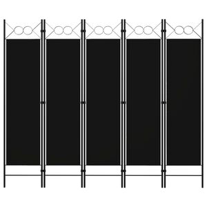 vidaXL 5-Panel Room Divider Black 200x180 cm