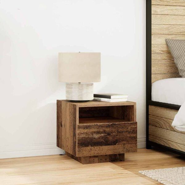 vidaXL Bedside Cabinet Old Wood 40 x 39 x 37 cm Engineered Wood