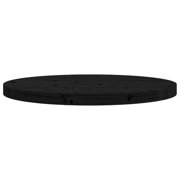 vidaXL Table Top Round Black Ø60x3 cm Solid Wood Pine