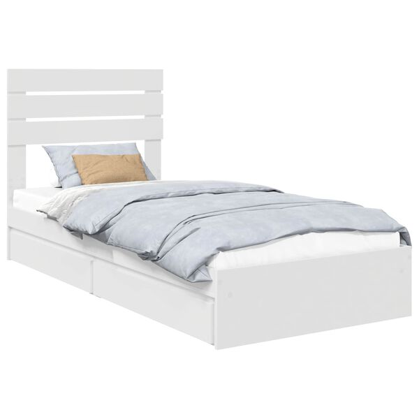 vidaXL Storage Bed with Headboard White 75 x 190 cm Engineered Wood