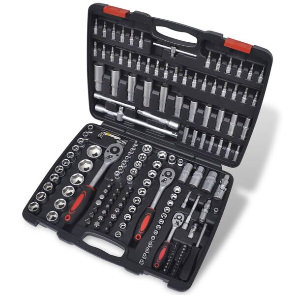 193 pcs 1/4" & 3/8" & 1/2" Drive Socket Bit Set with Ratchet Tool Set