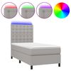 vidaXL Box Spring Bed with Mattress&LED Light Grey 90x190 cm Fabric