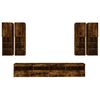 vidaXL 7 Piece TV Wall Cabinet Set with LED Lights Smoked Oak