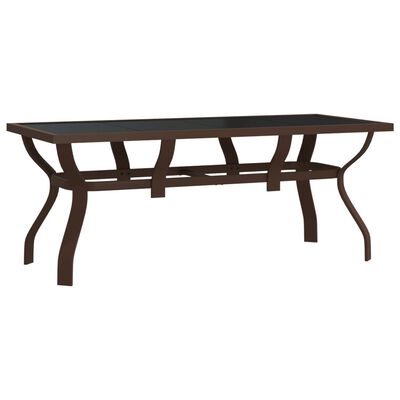vidaXL Garden Table Brown and Black 180x80x70 cm Steel and Glass