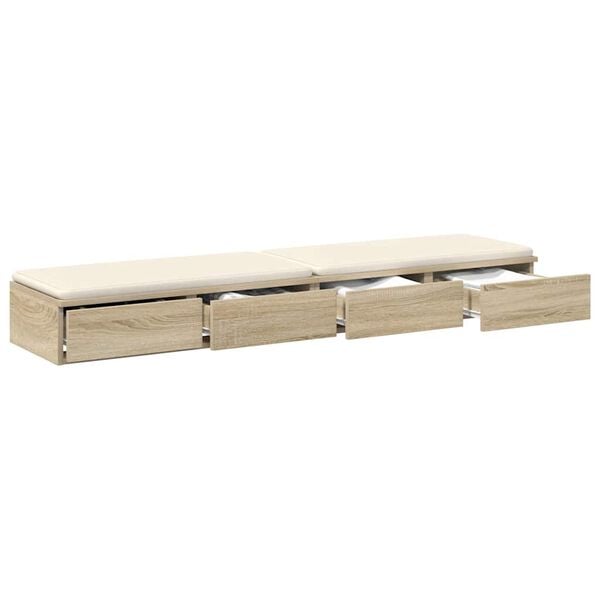 vidaXL Bed Drawers Sonoma Oak 160 x 36.5 x 16.5 cm Engineered Wood