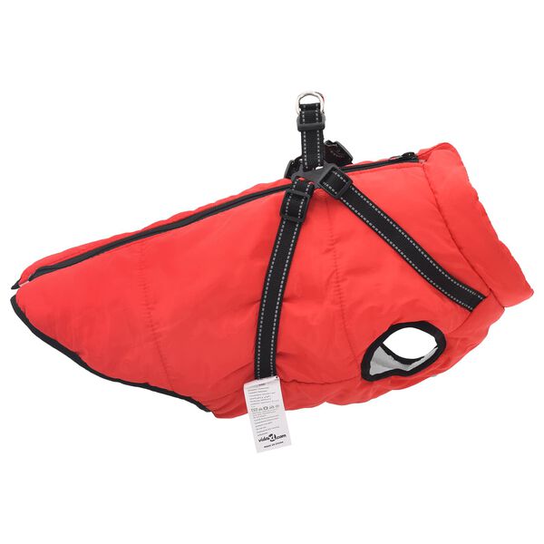 vidaXL Dog Coat with Harness Red 3XL Fleece and Polyester