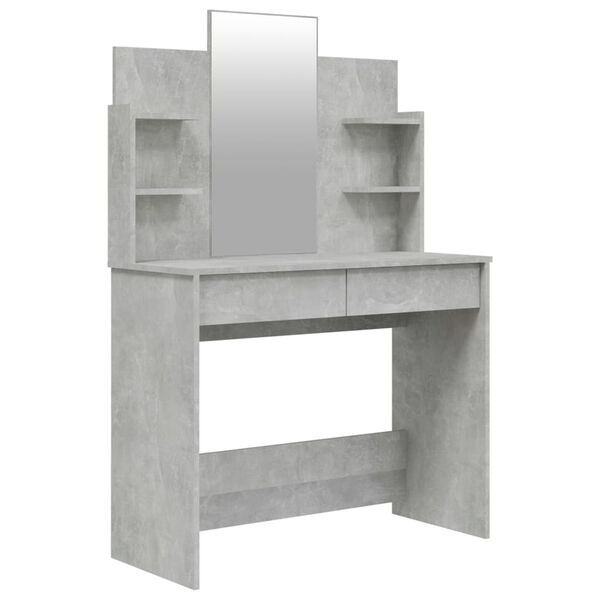 vidaXL Dressing Table with Mirror Concrete Grey 96x40x142 cm