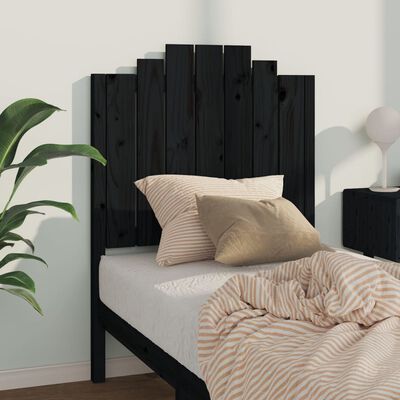 vidaXL Bed Headboard Black 81x4x110 cm Solid Wood Pine