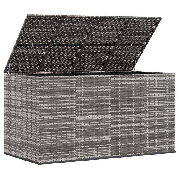 vidaXL Garden Cushion Box PE Rattan 194x100x103 cm Grey