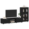vidaXL TV Cabinet Set with Drawer FLORIN Black Engineered Wood
