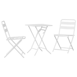 vidaXL Garden Bistro Set Folding 3 pcs White Steel