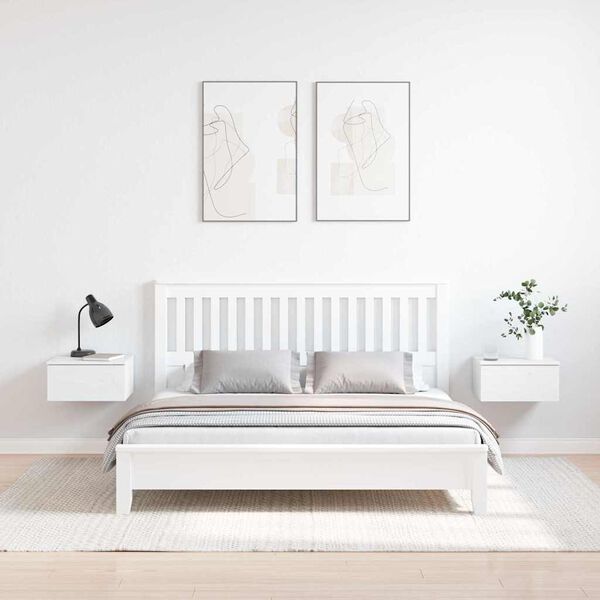 vidaXL Bedside Table 2 pcs White 37 x 35 x 18.5 cm Solid pine wood