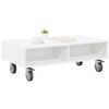vidaXL Side Table with Wheels White 90 x 50 x 30 cm Engineered Wood