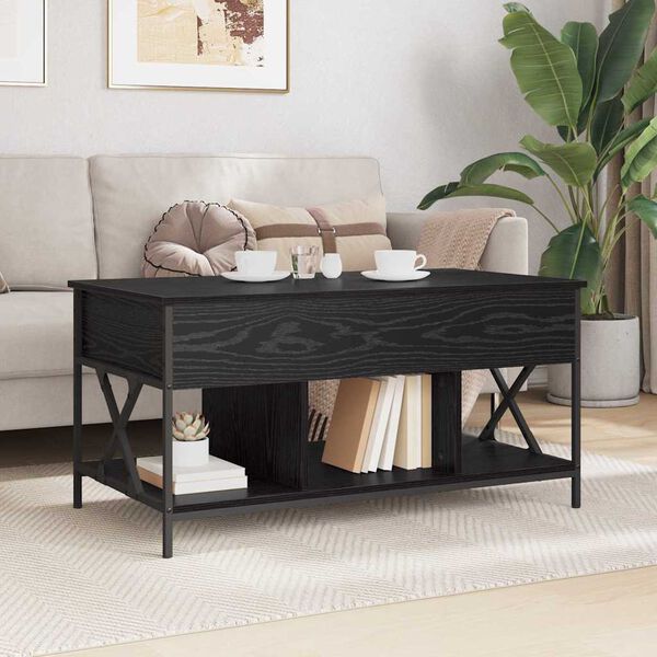 vidaXL Coffee Table Black Oak 100 x 55 x 48.5 cm Engineered Wood