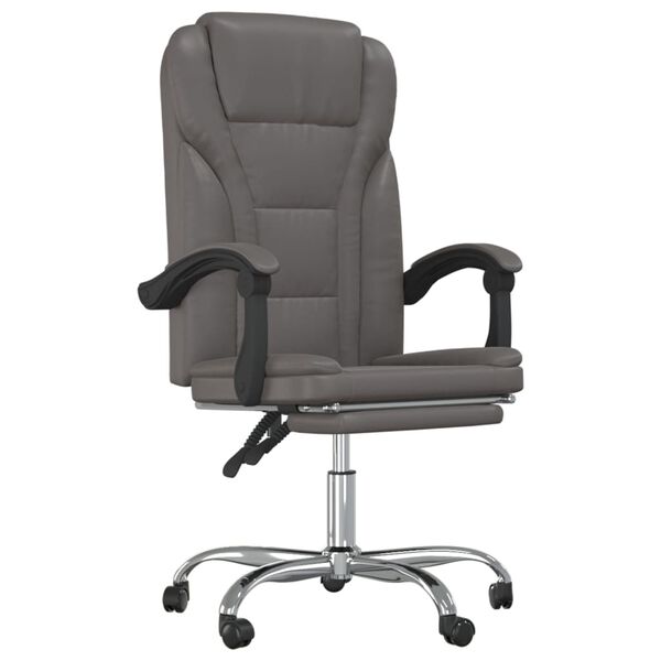 vidaXL Reclining Office Chair Grey Faux Leather