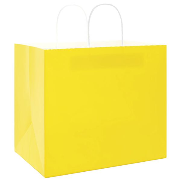 vidaXL Paper Bags 250 pcs with Handles Yellow 32x22x28 cm