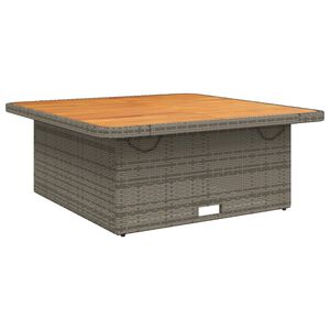 vidaXL Garden Table Grey 110x110x71 cm Poly Rattan and Acacia Wood
