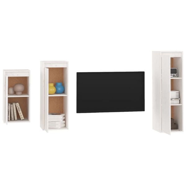 vidaXL TV Cabinets 3 pcs White Solid Wood Pine