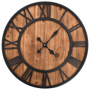 vidaXL Vintage Wall Clock with Quartz Movement Wood and Metal 60cm XXL