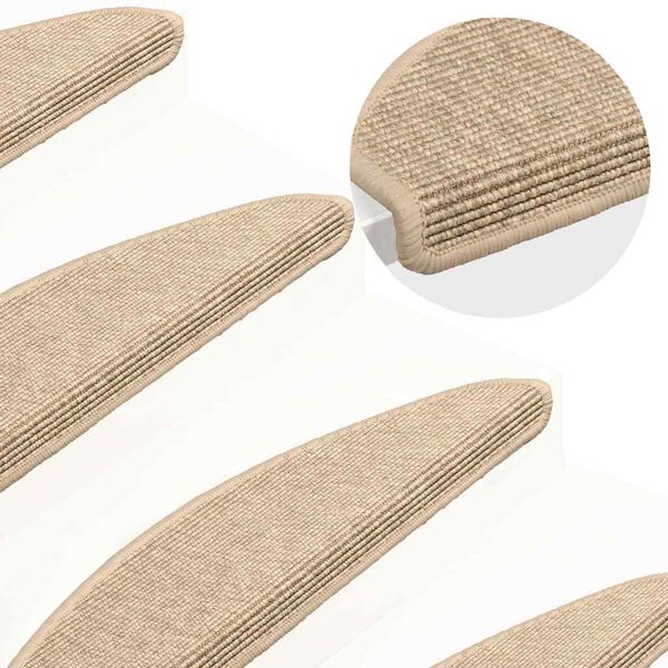 vidaXL Stair Mats 15 pcs 65x21x4 cm Light Beige Half Round Large