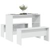 vidaXL 3 Piece Dining Table and Bench set High Gloss White Engineered Wood