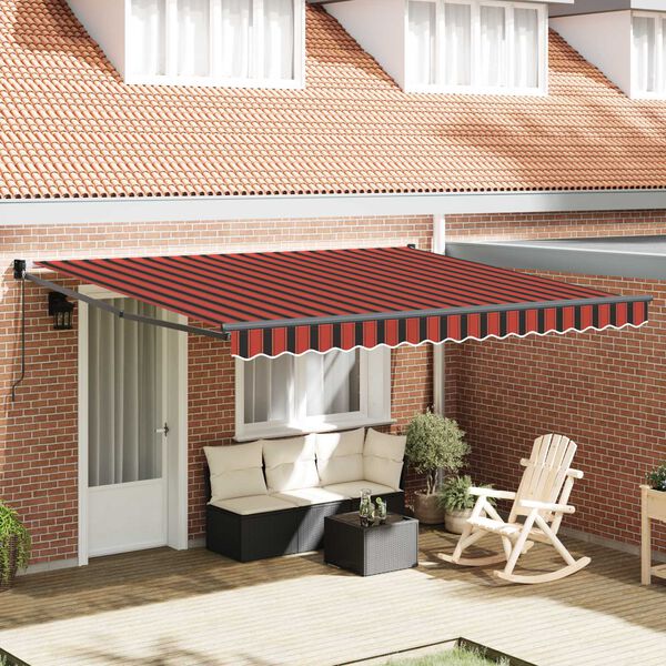 vidaXL Retractable Awning Manual Orange and Brown 400 x 300 cm