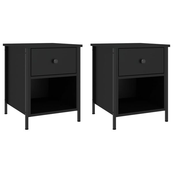 vidaXL Bedside Cabinets 2 pcs Black 40x42x50 cm Engineered Wood