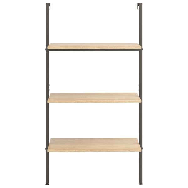 vidaXL 3-Tier Leaning Shelf Light Brown and Black 64x35x120.5 cm