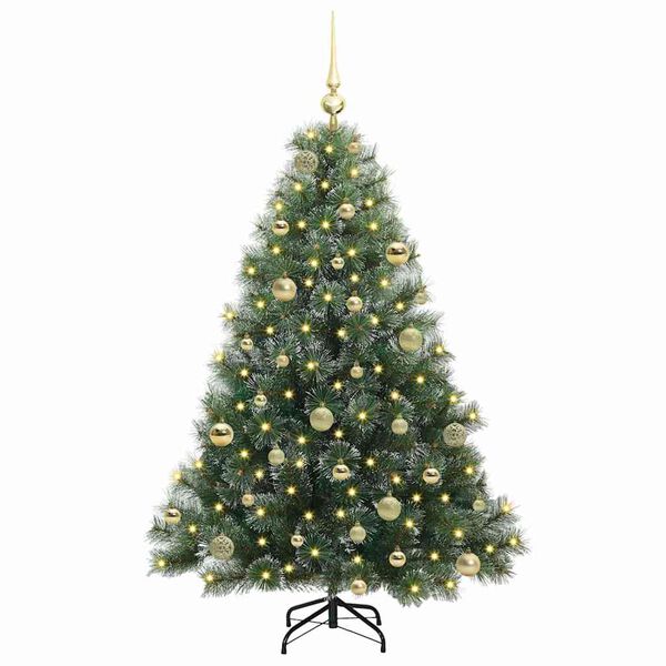 vidaXL Artificial Christmas Tree with 150 LEDs Green 150 cm PE and PVC