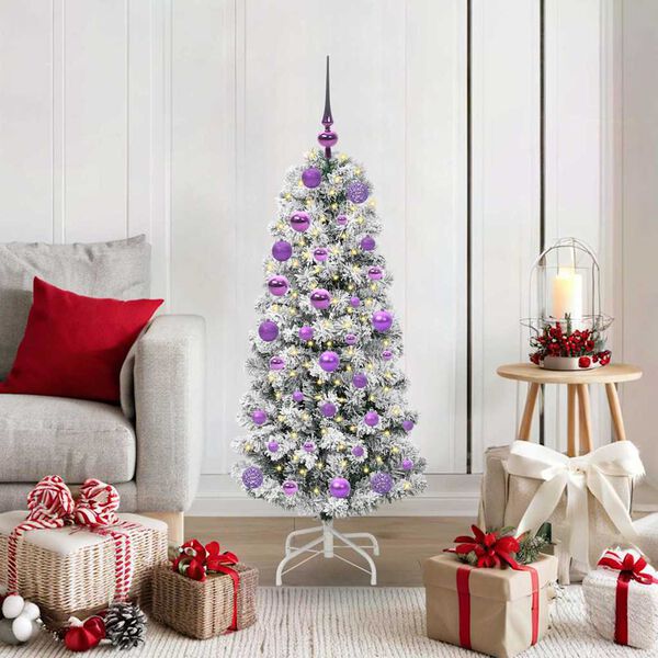 vidaXL Artificial Hinged Christmas Tree Green and White 120 cm