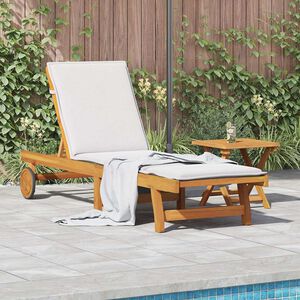 vidaXL Wheeled Sun Lounger with Table Solid Wood Acacia