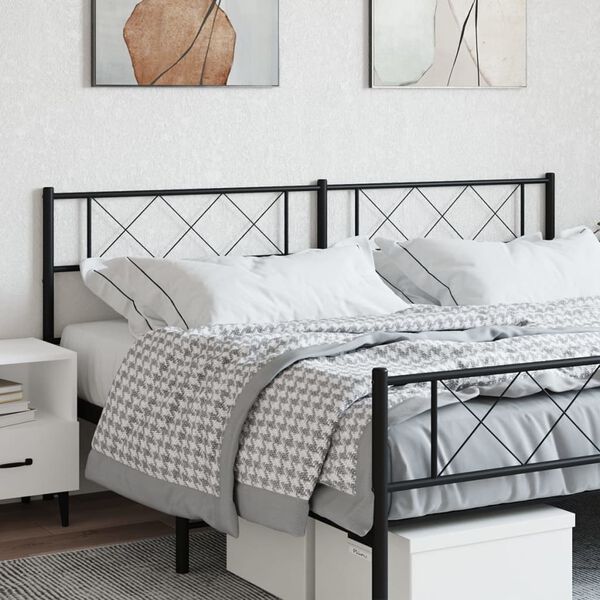 vidaXL Metal Replace Headboard Black 200 cm