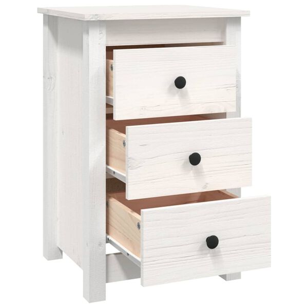 vidaXL Bedside Cabinet White 40x35x61.5 cm Solid Wood Pine