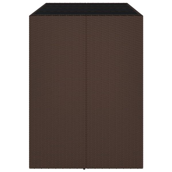 vidaXL Bar Table with Glass Top Brown 145x80x110 cm Poly Rattan