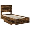 vidaXL Storage Bed with Drawer Smoked Oak 75 x 190 cm Engineered Wood