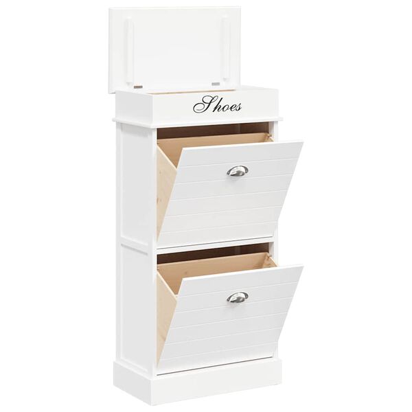 vidaXL Shoe Cabinet White 50x28x98 cm Paulownia Wood